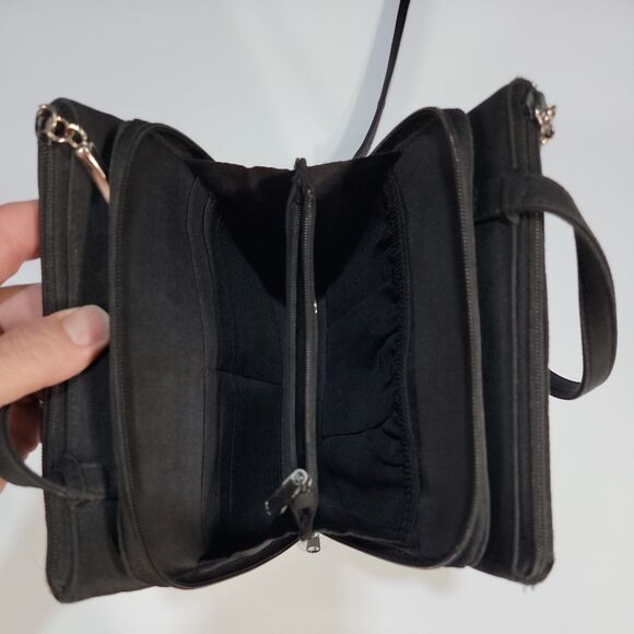 Black Crossbody Travel Bag Purse Catherina Organizer Expandable Pack Handbag EUC - Picture 1 of 13